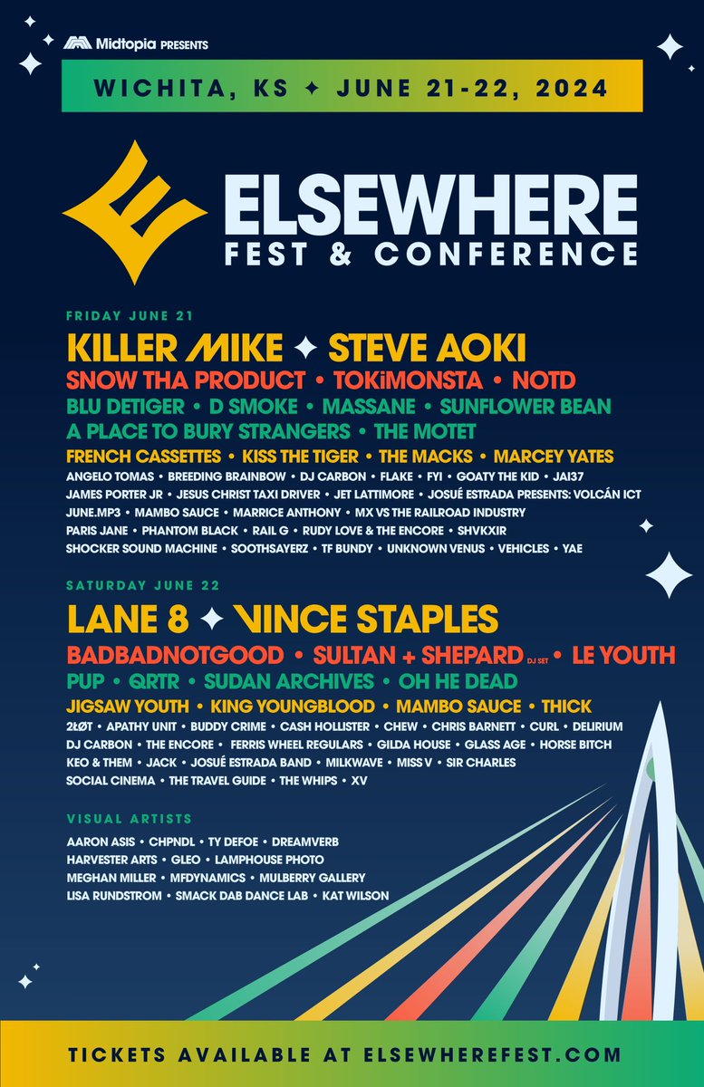 Elsewhere Fest in Wichita, KS on June 21st & 22nd.