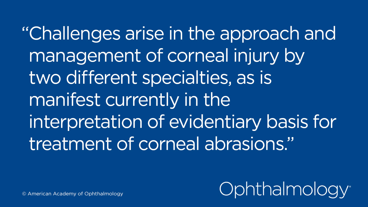 Editorial: Consensus Guidelines versus Evidence-Based Medicine in the Treatment of Corneal Abrasions ow.ly/1Ble50RiVF2 #ophthalmology