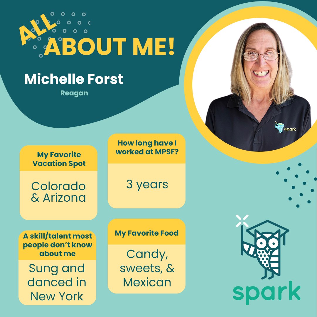 🌟For this week's Spark Director of the week we are highlighting Michelle!🌟 Michelle is happy to be working in a field that she is interested in and we are happy she's working with us!
