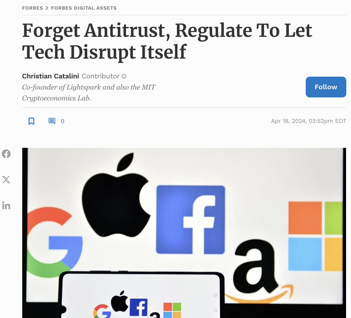 ccatalini's tweet photo. 1/ Big tech will not be tamed by lawsuits, fines or draconian rules, but by the same forces that fueled its rise. https://t.co/fkuD0ezATh