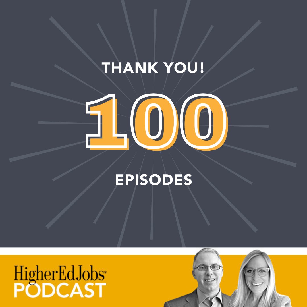 🎉100 EPISODES!🎉
 We are beyond excited to reach 100 episodes of the HigherEdJobs podcast!

If you haven't listened, check it out 👉 higheredjobs.com/podcasts/

#podcast #highered #100episodes #jobsearchtips #careeradvice #higheredjobs