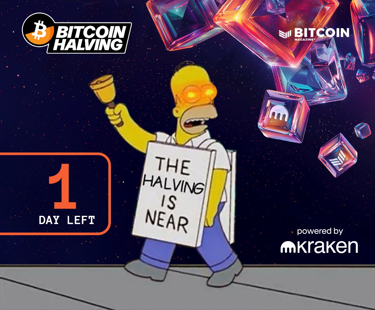 JUST IN: The #Bitcoin halving is now only 1 day away 👀 

HODL ✊