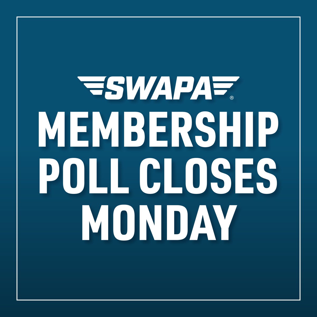 Reminder: Polling closes Monday, April 22. If you're a Pilot who would like to provide your input regarding the implementation of the contract, SWAPA's direction, and overall membership satisfaction, complete the survey. Check swapa.org for more information.