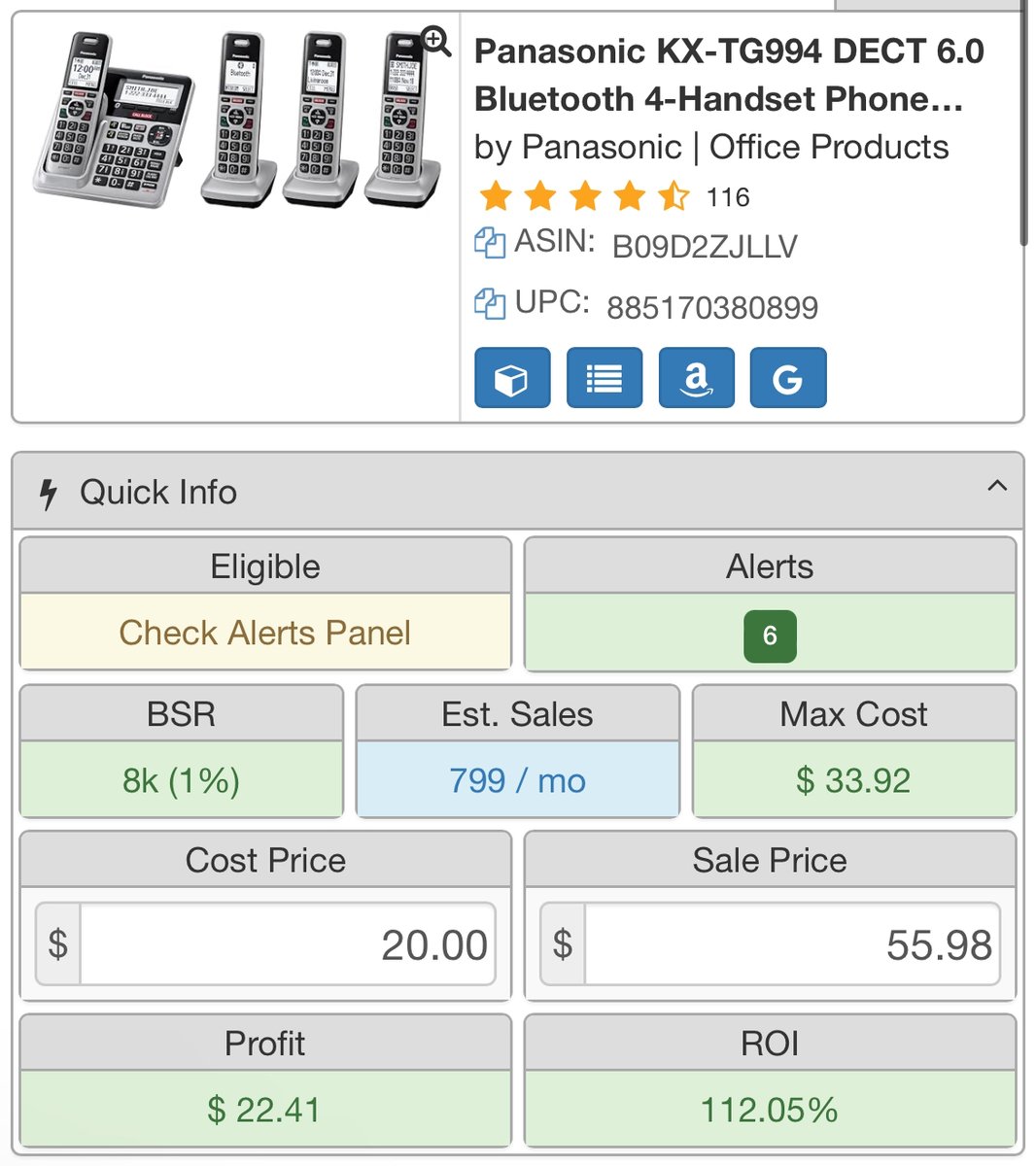 Last week, I told everyone in PL to purchase these Panasonic handset phones for $19.97 each. Although they are sold online for $90, we have been consistently selling them on the marketplace for over $50 each. On avg, each member is profiting $1000 for every 30 sold.