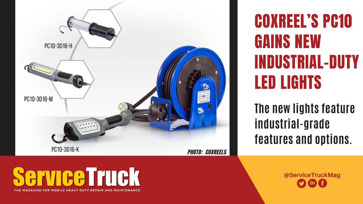 Coxreels has been working on something new.

Coxreels has introduced a new line of three industrial-duty #LEDlights, now available on the PC10 reels.

More on these new lights and its industrial-grade features🔻
servicetruckmagazine.com/news/coxreel%E…

#ServiceTruck #WorkTruck #ServiceTruckMag