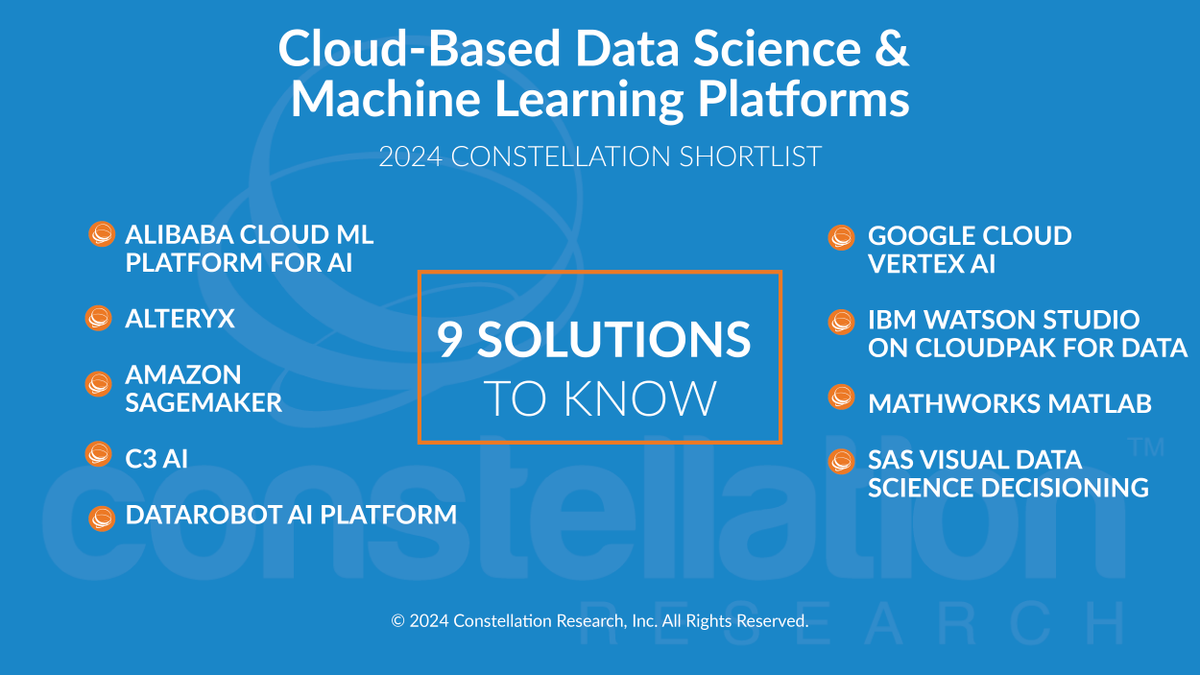 Check out the ShortList for Cloud-Based Data Science & Machine Learning Platforms by @AndyThurai bit.ly/3tYQu8z @alibaba_cloud @alteryx @awscloud @C3_AI @DataRobot @GoogleCloud @IBM @MathWorks @SASsoftware