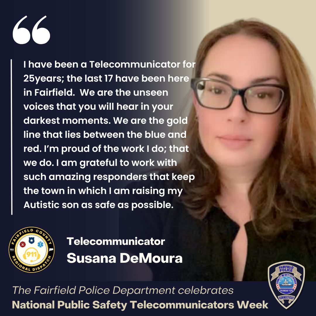 Let's hear it for Telecommunicator Susana DeMoura as we honor her during National Public Safety Telecommunicators Week! Join us in celebrating the dedication of our telecommunicators and their commitment to keeping our community safe! 💙 #NPSTW2024
