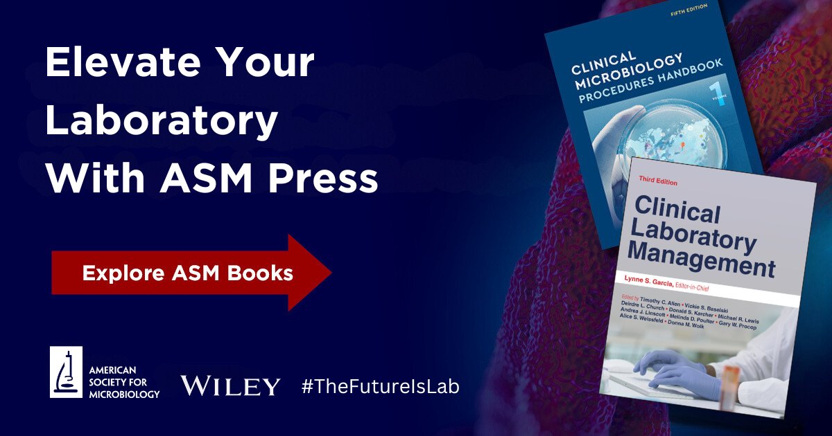 ASMicrobiology's tweet image. 📖 Elevate your laboratory this #LabWeek with #ASMPress-@wileymicrobio books! Discover gold-standard resources from Clinical Laboratory Management 3e to Clinical Microbiology Procedures Handbook 5e. 

🔬Browse our catalog of titles now: asm.social/1OF

#TheFutureIsLab