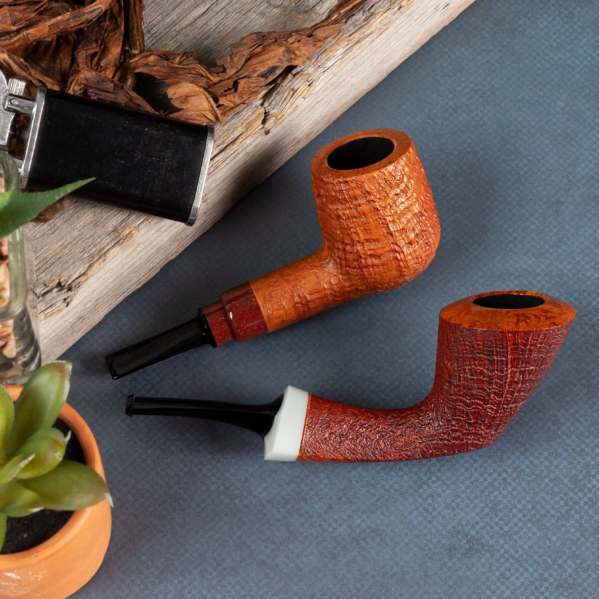 Today's two new pipes showcase Chris Asteriou's creative range, including a sandblasted Billiard accented with Corian and an asymmetrical Dublin accented with Corian.
smokingpip.es/Asteriou

#smokingpipes #pipesmoking #pipesmokers #pipecommunity #artisanpipes #pipecollector