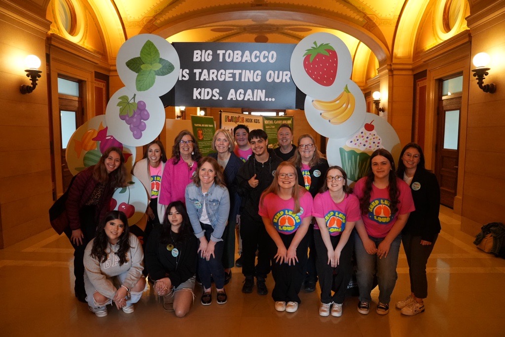 We're at the Capitol today advocating for an end to the sale of flavored commercial tobacco products in our state. Big Tobacco has targeted our communities for far too long, and it's time to make a change! #KeepLungsLoud #TakeDownTobaccoMN