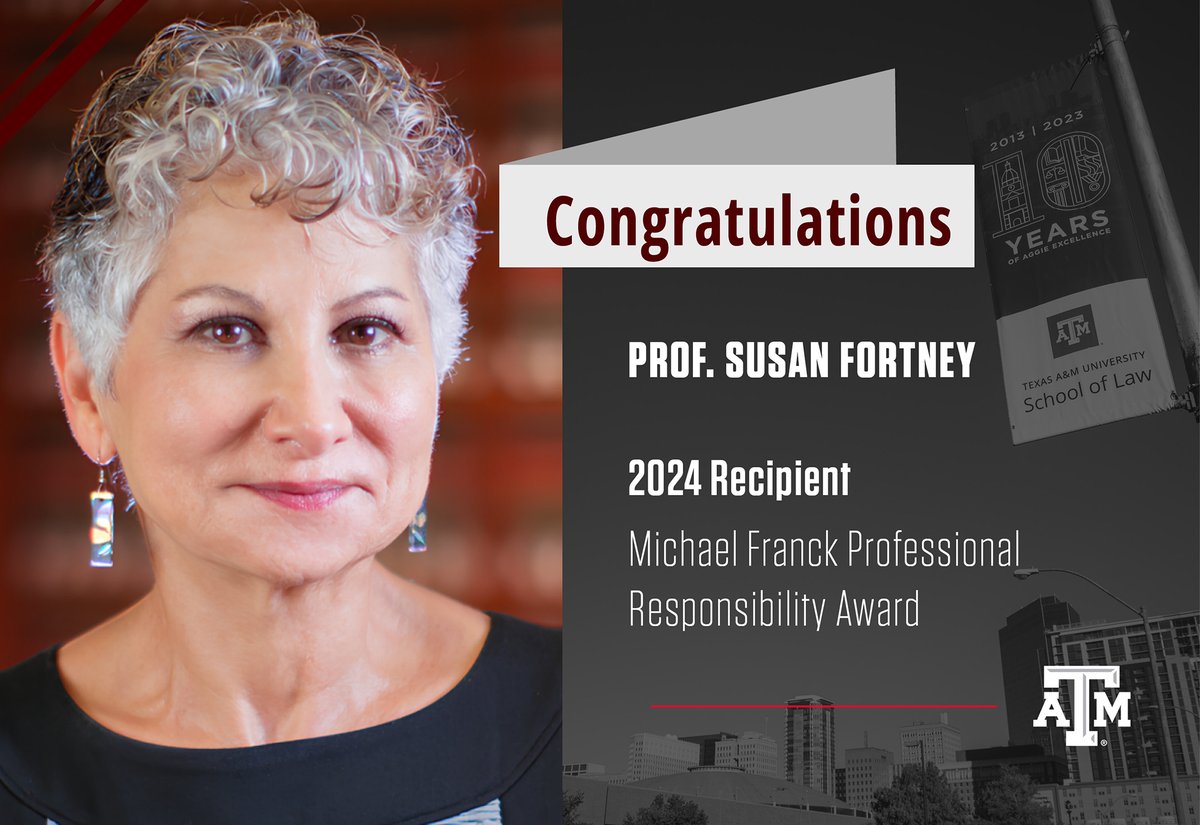 Congratulations to Prof. Susan Fortney, who was named the 2024 Michael Franck Professional Responsibility Award recipient by the @ABAesq. The award honors those with an outstanding commitment to legal ethics and professionalism. Read more ⬇️ hubs.li/Q02tn6bn0