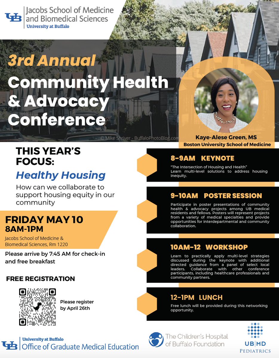 #CommunityNewsYouCanUse You are invited to the 3rd Annual Community Health & Advocacy Conference hosted by the Jacob’s School of Medicine & Biomedical Sciences! Registration Deadline Friday, April 26, 2024 ow.ly/wKlG50Rjov0