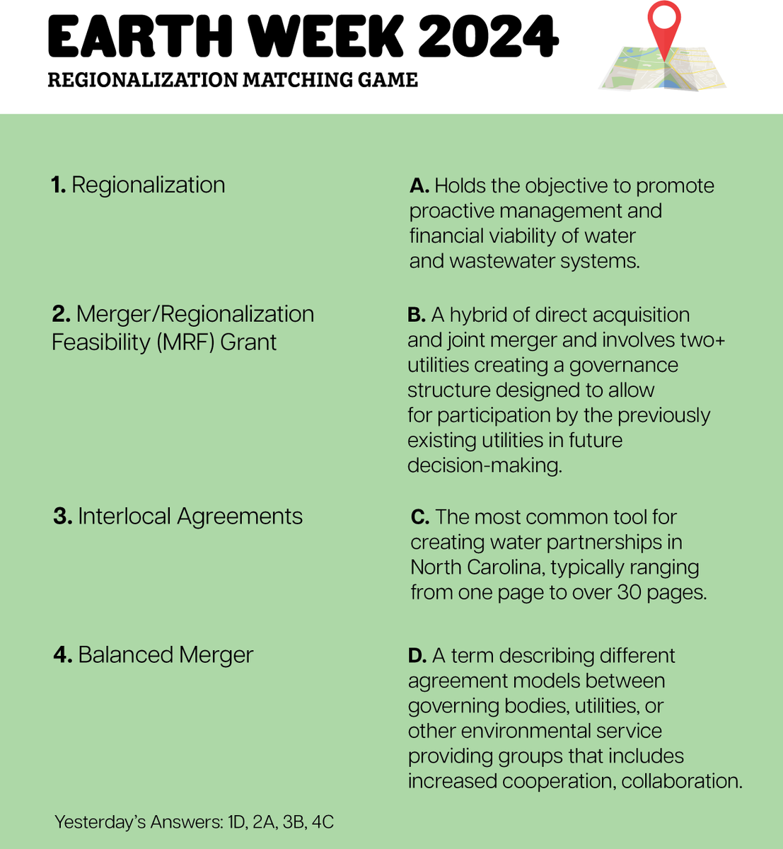 Happy Thursday! Today's matching game is on regionalization, with answers to the last game written at the bottom. How many did you get right? Comment down below! 🎉 #EarthWeek #Regionalization #EFC