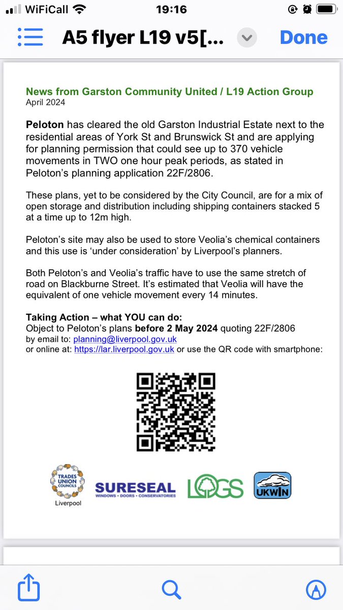 Please help us out here in the L19 area of Liverpool and sign this petition. The planned industrial sites might not impact your local community directly but it will definitely be impacting the environment and that ultimately connects us all. Thank you.