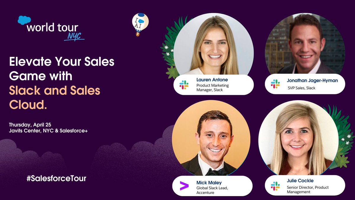 Send your sales sky-high with Slack and Sales Cloud. Don't miss this session as part of #SalesforceTour NYC. (Be sure to register if you haven't already!) sforce.co/3xreOBj