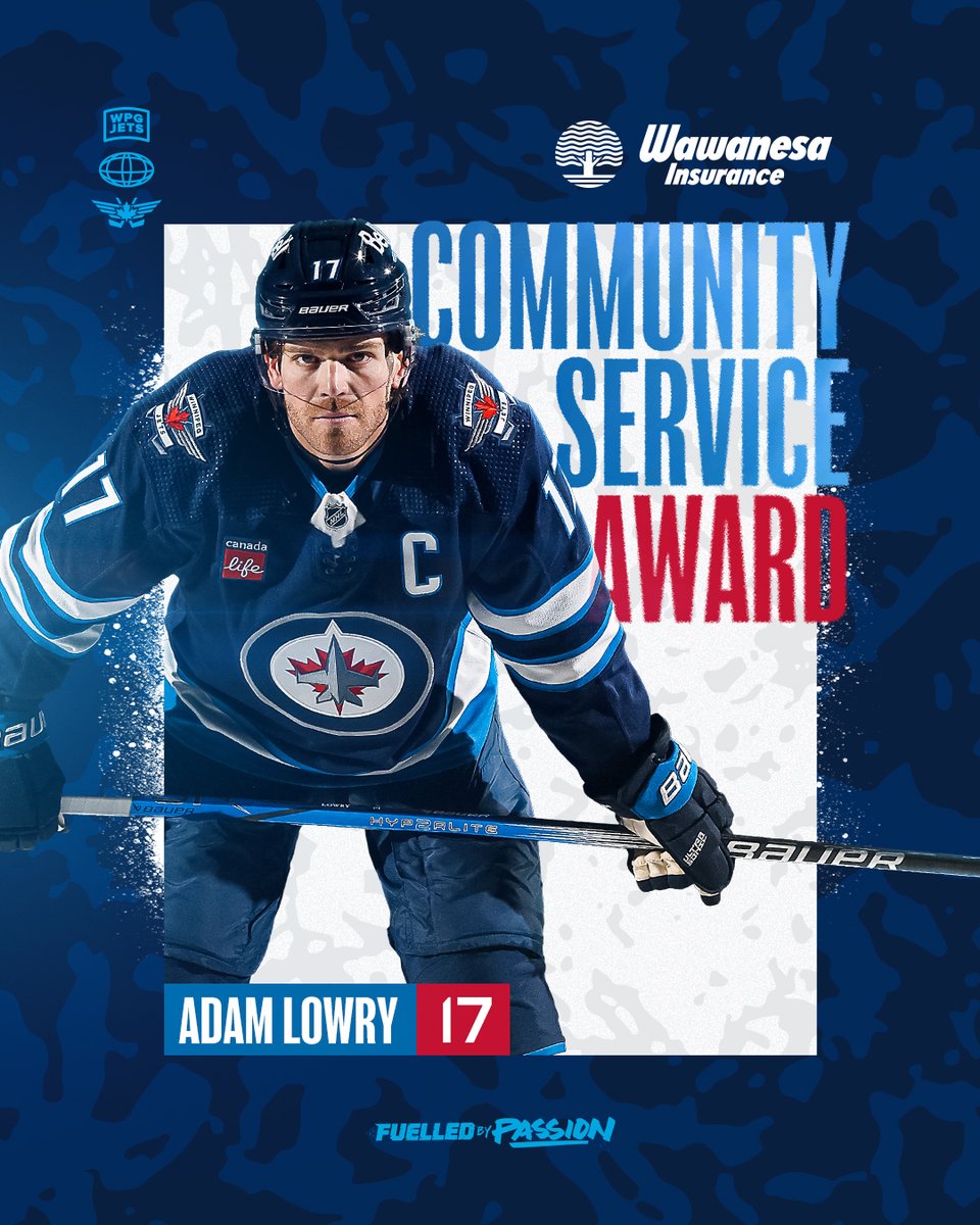 NHLJets's tweet photo. Oh Captain our Captain!

Adam Lowry takes home this year's @Wawanesa Community Service Award, for his commitment to the community. Leading on and off the ice, Lowry has been a consistent presence in the community during his ten years with the Jets 🏆

Congratulations Lows! https://t.co/i5iGocZvzI