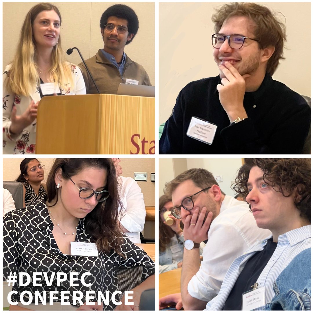 Ph.D. students from around the world are at #stanford for #DevPec: Development & Political Econ Conference! 🌏

Two days of discourse on #globaldevelopment challenges & solutions.💡

👏@Yatsuka_Tateishi @devdecet @dibyamishra90 @RosanneLogeart @guohui_jiang 

Key note: @saumjha