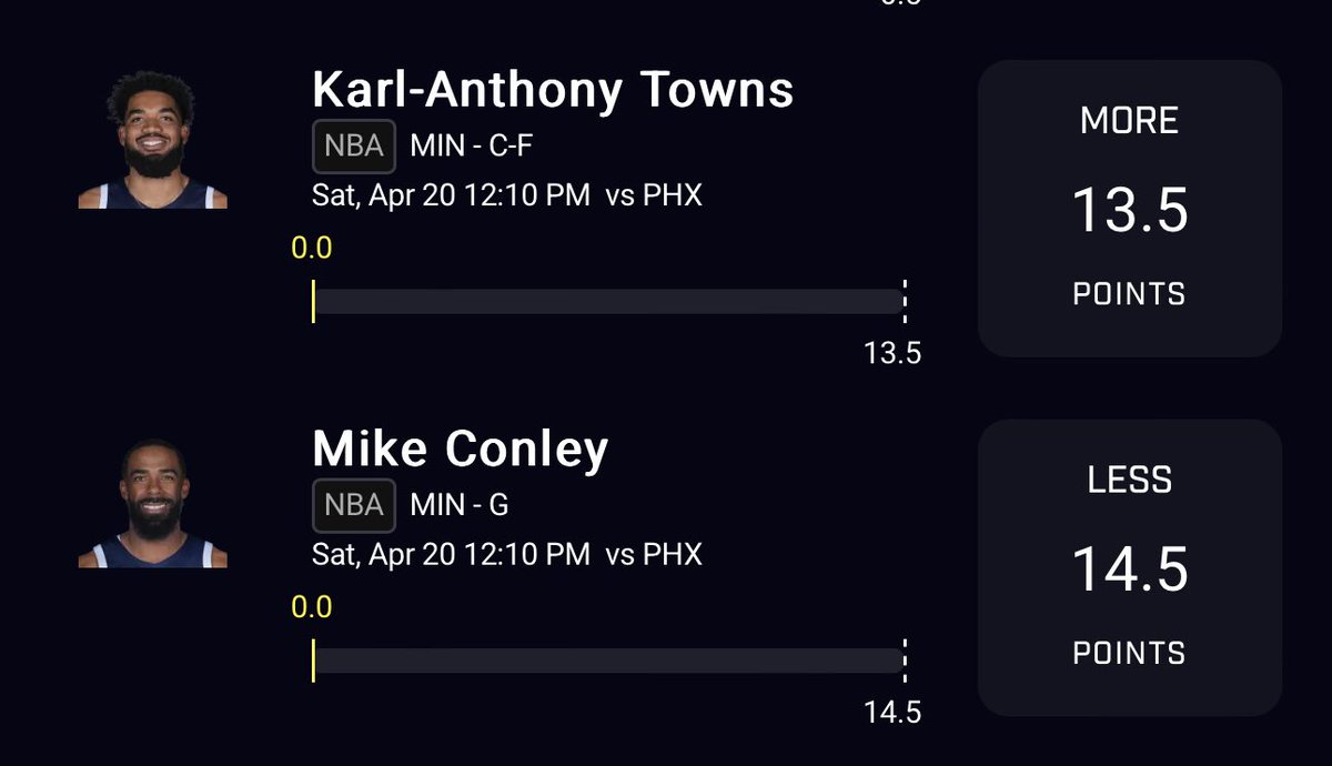 DanGBetting's tweet photo. The type of value you secure with @OddsJam …

Locked these plays in last night, Towns has since been moved to 17.5 and Conley to 12.5! https://t.co/AcMYYLERln