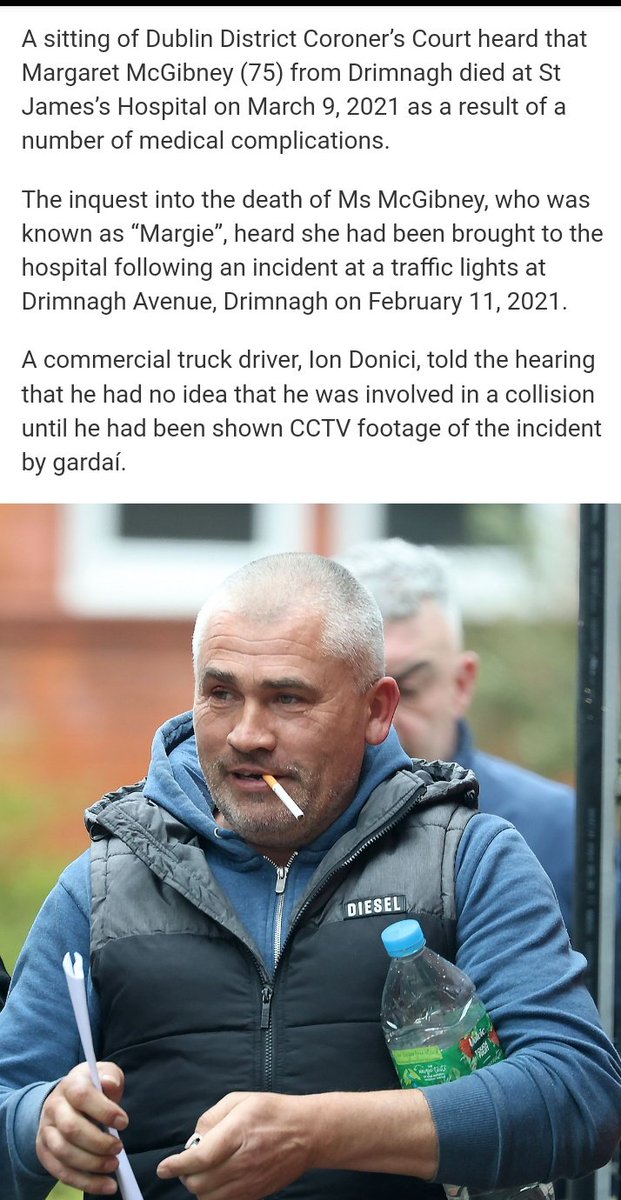 Romanian scumbag kills an OAP with his truck.

Shows up to the Coroners Court for the Inquest looking like a scruff with a fag hanging out of his mouth.

Another Irish pensioner benefiting from the auld diversity.

#IrelandisFull