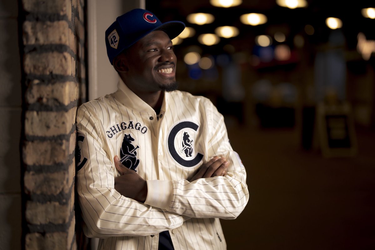Cubs's tweet image. New merch just dropped 🔥

We've partnered with Pro Standard, a Black-owned luxury sportswear brand to release a limited-edition line for our Jackie Robinson Night celebration! Supplies are limited so head to the #Cubs Team Store at Gallagher Way to secure your bag! #Jackie42
