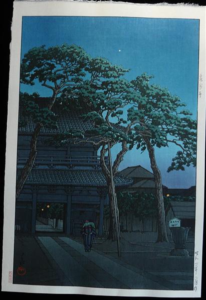 Night at Sengakuji, by Kawase Hasui, 1931 #shinhanga