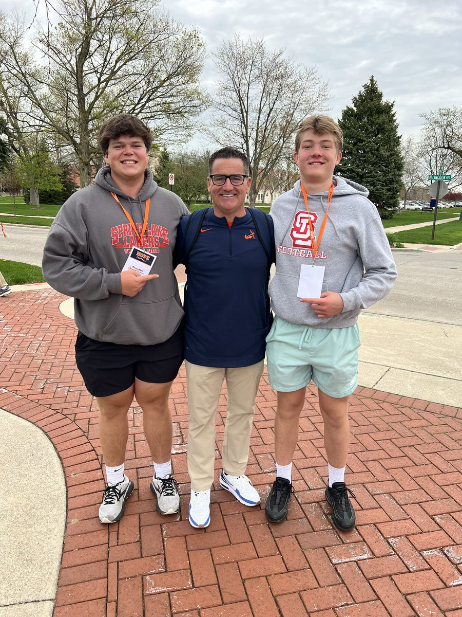 Thank you to <a href="/CoachStuursma/">Coach Stuursma</a> for having me at the Hope junior day! And thanks to all the coaches and players for  the hospitality on campus! <a href="/SpringLakeFB/">Spring Lake Football</a> <a href="/coachmallory2/">Cody Mallory</a>