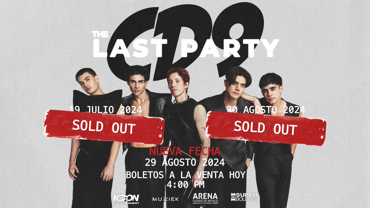 CD9 (@cd9) on Twitter photo TERCERA FECHA
29 DE AGOSTO - THE LAST PARTY <a href="/ArenaCdMexico/">Arena CDMX</a>
BOLETOS A LA VENTA HOY A LAS 4:00PM <a href="/SuperboletosMx/">Superboletos</a>
🎟️ superboletos.com TERCERA FECHA
29 DE AGOSTO - THE LAST PARTY <a href="/ArenaCdMexico/">Arena CDMX</a>
BOLETOS A LA VENTA HOY A LAS 4:00PM <a href="/SuperboletosMx/">Superboletos</a>
🎟️ superboletos.com