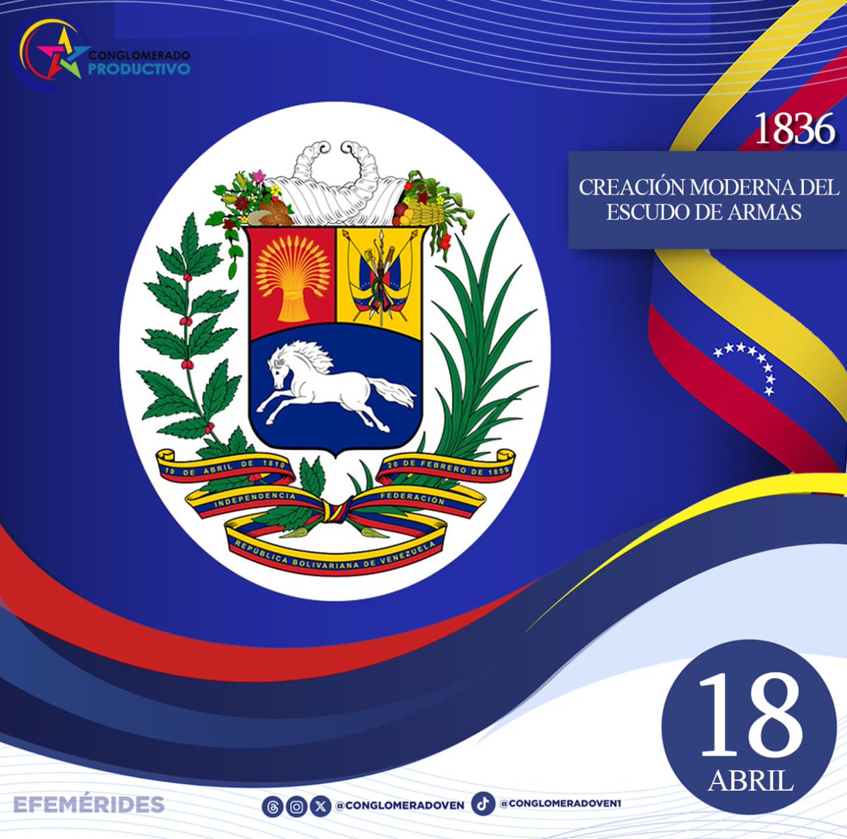 #EFEMÉRIDE🗓️|| El 18 de abril de 1836, es el día en que se decreta como Escudo Nacional de Venezuela a una versión del escudo de armas que sustituiría el escudo de la Gran Colombia. Su nombre oficial es Escudo de Armas de la República Bolivariana de Venezuela. #BloqueoCero
