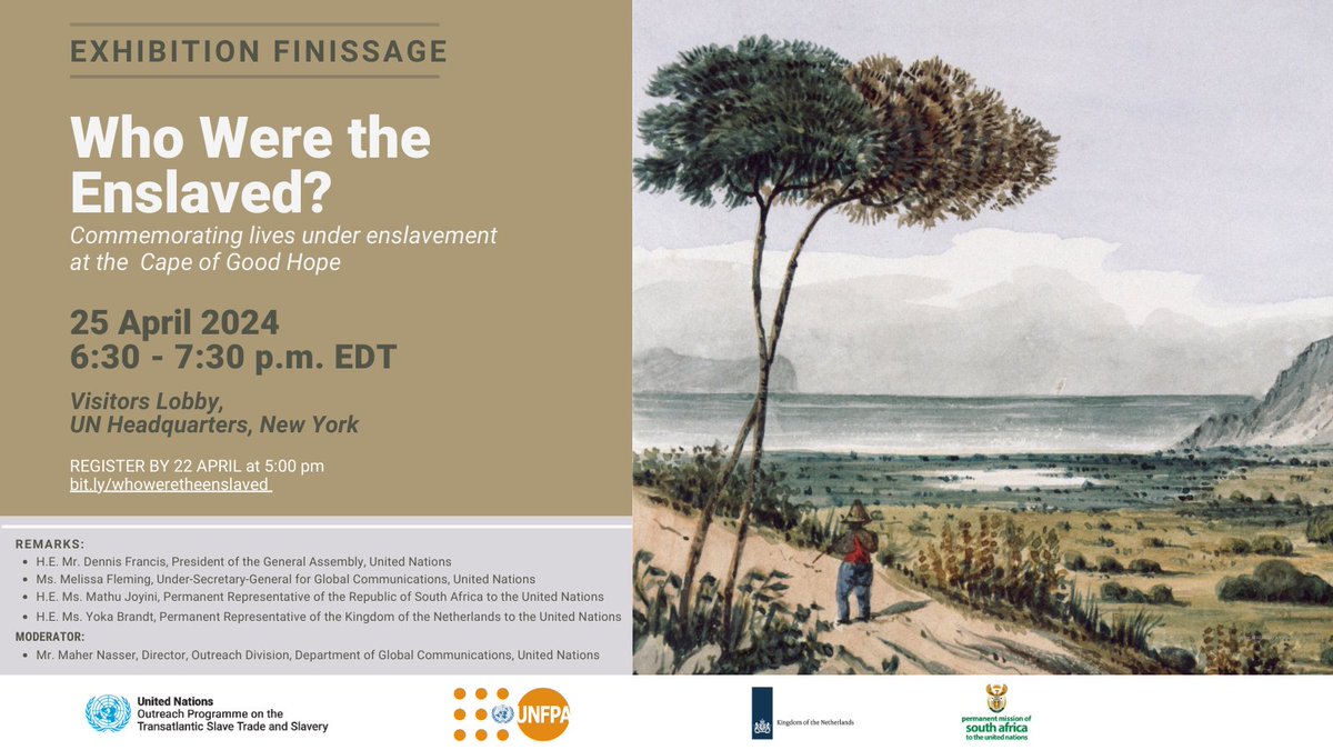 Join us to celebrate the successful run at the UN of @Iziko_Museums' powerful exhibit on South African slavery - along with @UN_PGA @MelissaFleming @yokabrandt @SAMissionNY. 

Register now at: forms.office.com/Pages/Response…