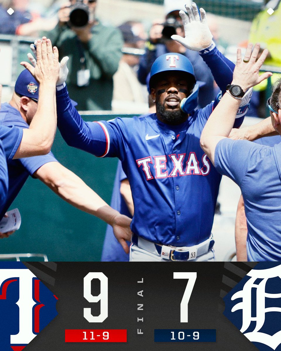 Five @Rangers record multi-hit games as they pull out a W in Detroit!