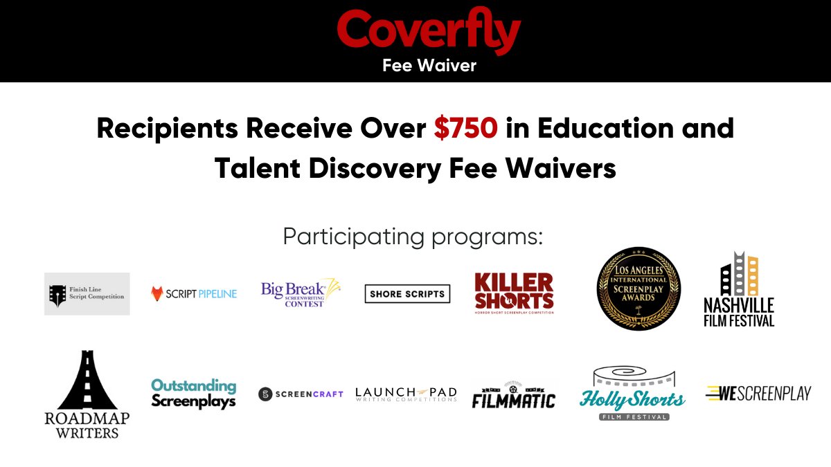 We believe in opening doors for talented writers -- this is a way to open the door a little wider. Apply for the Coverfly fee waiver for FREE: coverfly.com/waiver/