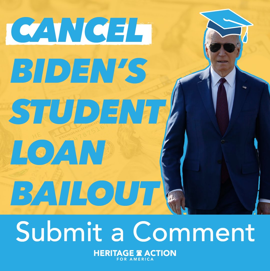 🚨NEW🚨 Biden’s latest scheme to cancel student loans will cost American taxpayers BILLIONS. Take Action now to CANCEL Biden’s Student Loan Bailout! Submit a comment.⬇ bit.ly/3JokoqF