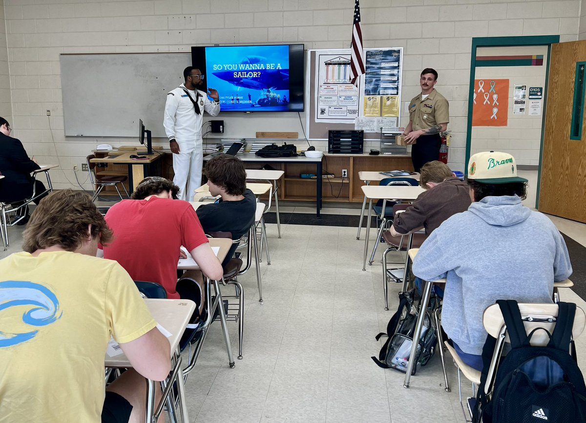 US Navy recruiters, Brennen &amp; Horne, joined us today to share about the future our students can have serving in the Navy!