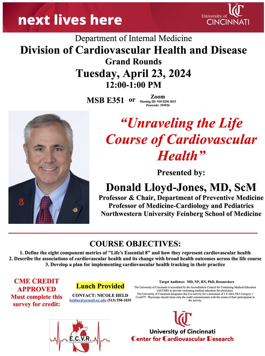 Cardiovascular Health &amp; Disease Grand Rounds - 04/23/2024 - Donald Lloyd-Jones, MD, ScM
