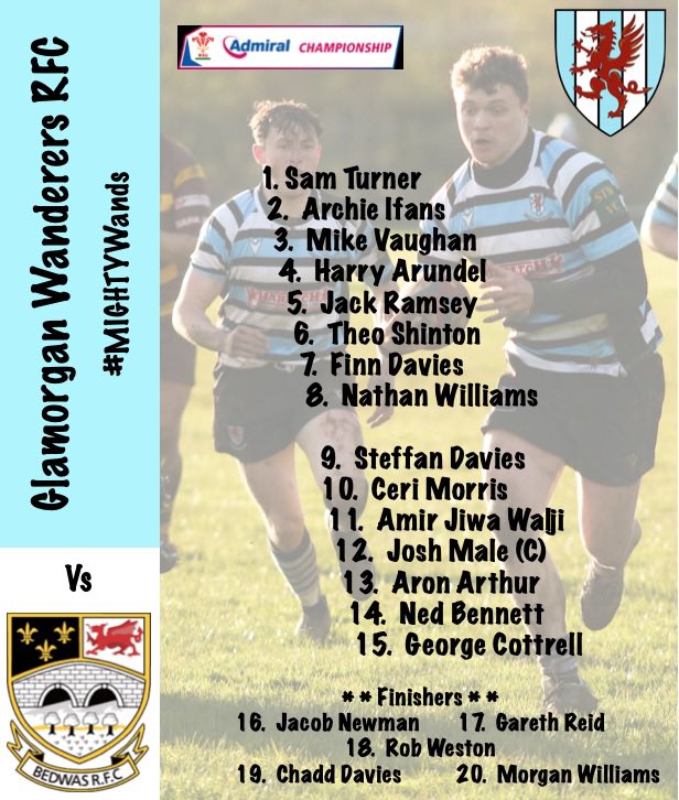 The #MIGHTYWands @GlamWandsRFC have named their squad for the final league match against @bedwasrfc this Saturday. Kick off at the Bridge Field is 1430hrs: glamorganwanderers.co.uk/2024/04/18/wan…