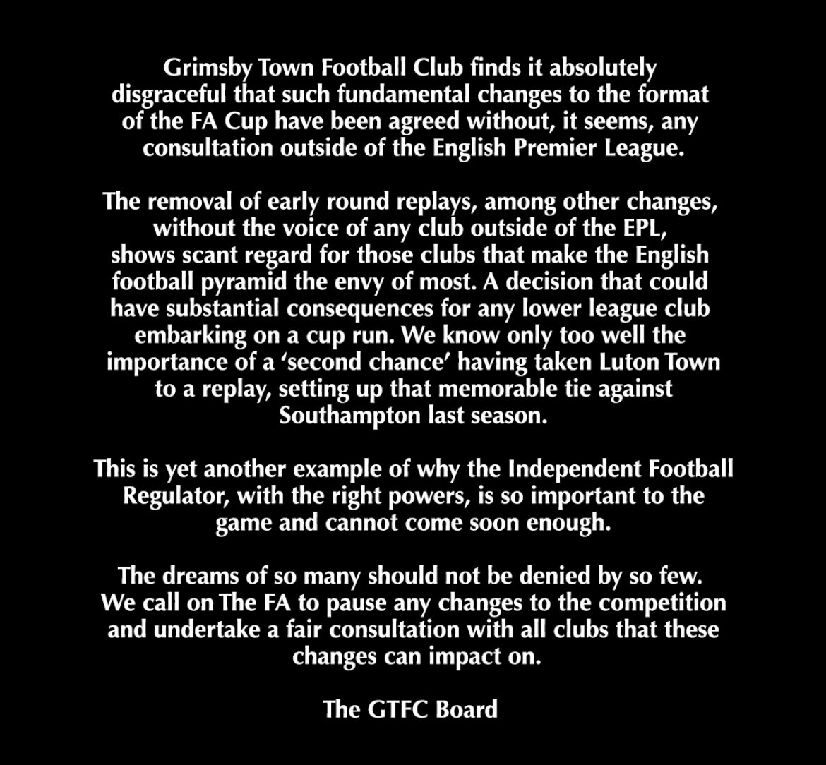 League Two side Grimsby Town have now also released a statement in regard to the matter.

👏👏👏