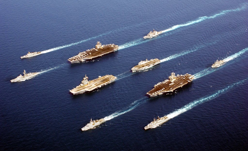 #OTD in 2002, ships from 5 navies sailed together in support of Operation Enduring Freedom: ITS Maestrale, FS De Grasse, USS John C. Stennis, USS Port Royal, FS Charles de Gaulle, HMS Ocean, FS Surcouf, USS John F. Kennedy, HNLMS Van Amstel and ITS Luigi Durand de la Penne.