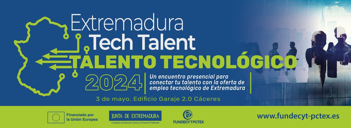 📌 Si buscas #empleo en #Extremadura y te van la ciencia, la tecnología, lo digital o la innovación, no te puedes perder el 3/05 en Cáceres #ExtremaduraTechTalent, Feria de Talento Tecnológico 2024👇 🔗fundecyt-pctex.es/evento/extrema…