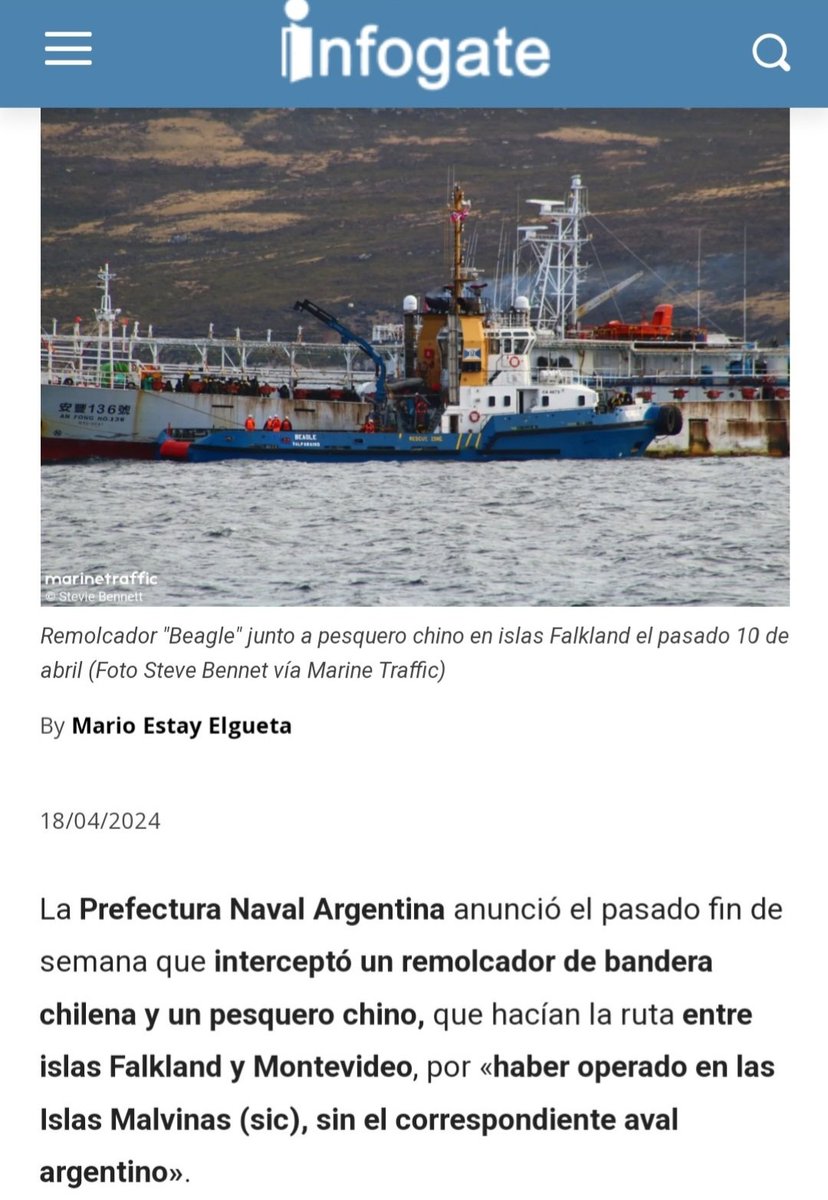 Cancillería prohibió el ingreso de buque británico a Punta Arenas, a cambio Argentina multó a barco chileno por operar en aguas de Islas Malvinas, de ser cierto ¡Señor Canciller! ¡Actúe, proteste, reclame y no transgreda tratados internacionales! @Emol @biobio @CNNChile @CNNChile