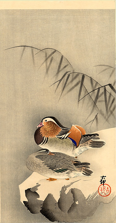Mandarin Ducks in Snow, by Ohara Koson, late 19th-early 20th century

#shinhanga