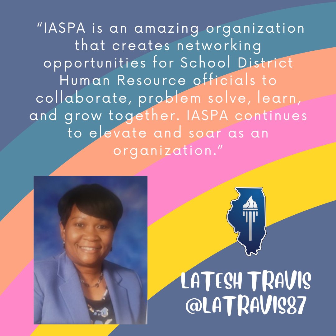 🤩 Meet LaTesh Travis @latravis87, Asst Supt for HR at @BSD87 and previous @_IASPA_ board member. LaTesh lives by the quote “be a rainbow in someone else’s cloud” (Maya Angelou) 🌈 and generously spreads her light to all #ILHRLeaders 🌞 Follow her today! #FollowMeFriday