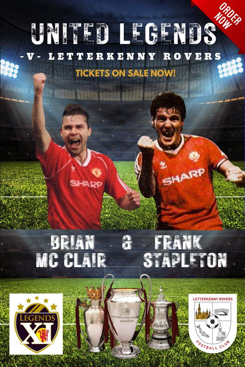 United Legends are coming to @LetterkennyRvs in July. Friday 26th July - Golf day in the new St Patrick's Links course in the Rosapenna Golf Resort. Saturday 27th July - the match in Letterkenny Get your ticket to attend/play in the match, plus more eventbrite.com/cc/manchester-…