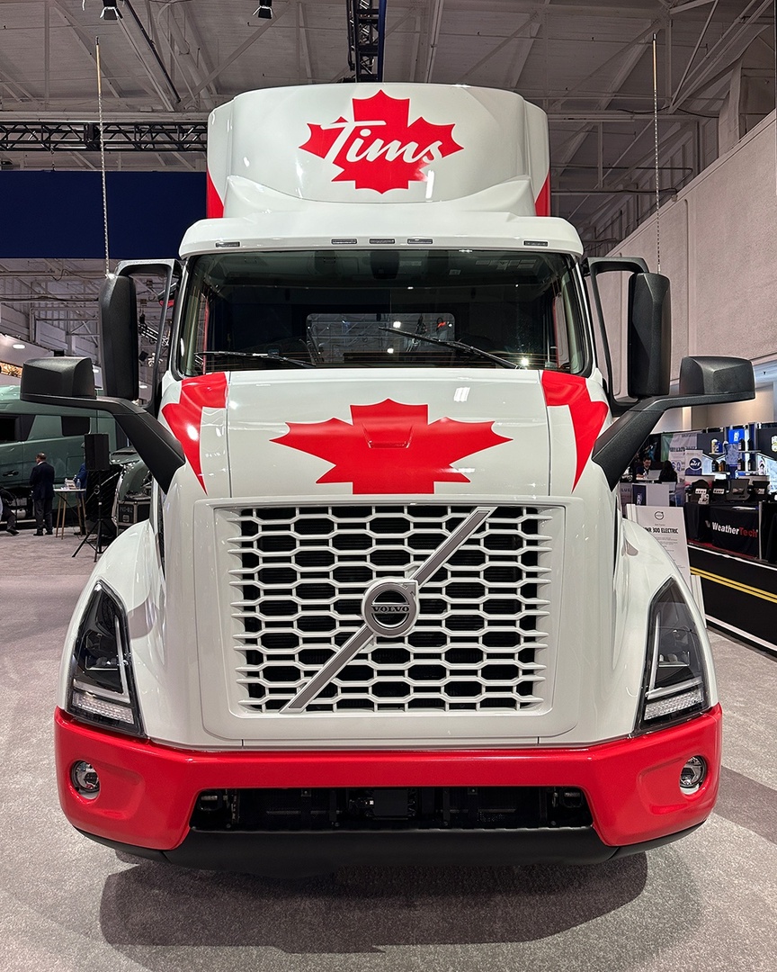 It’s day one at #TruckWorldShow and we couldn’t ask for a better start! Come by booth #1049 to see the #AllNewVolvoVNL and @TimHortons #VNRElectric.