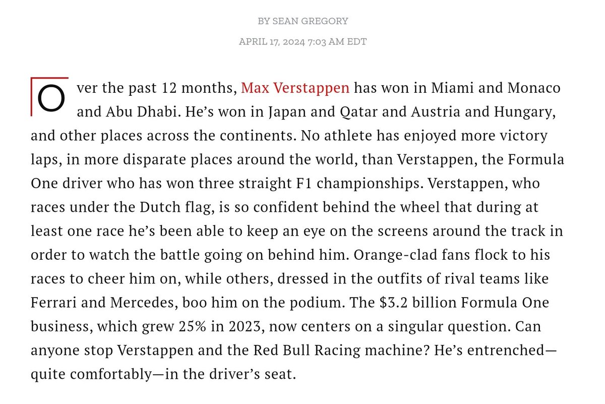 Thankfully @TIME managed to retain a modicum of integrity when accepting whatever 'incentive' to include @Max33Verstappen in the top 100 most influential people. They have seriously credited him with being able to influence #F1 fans to 'boo him on the podium' #classic