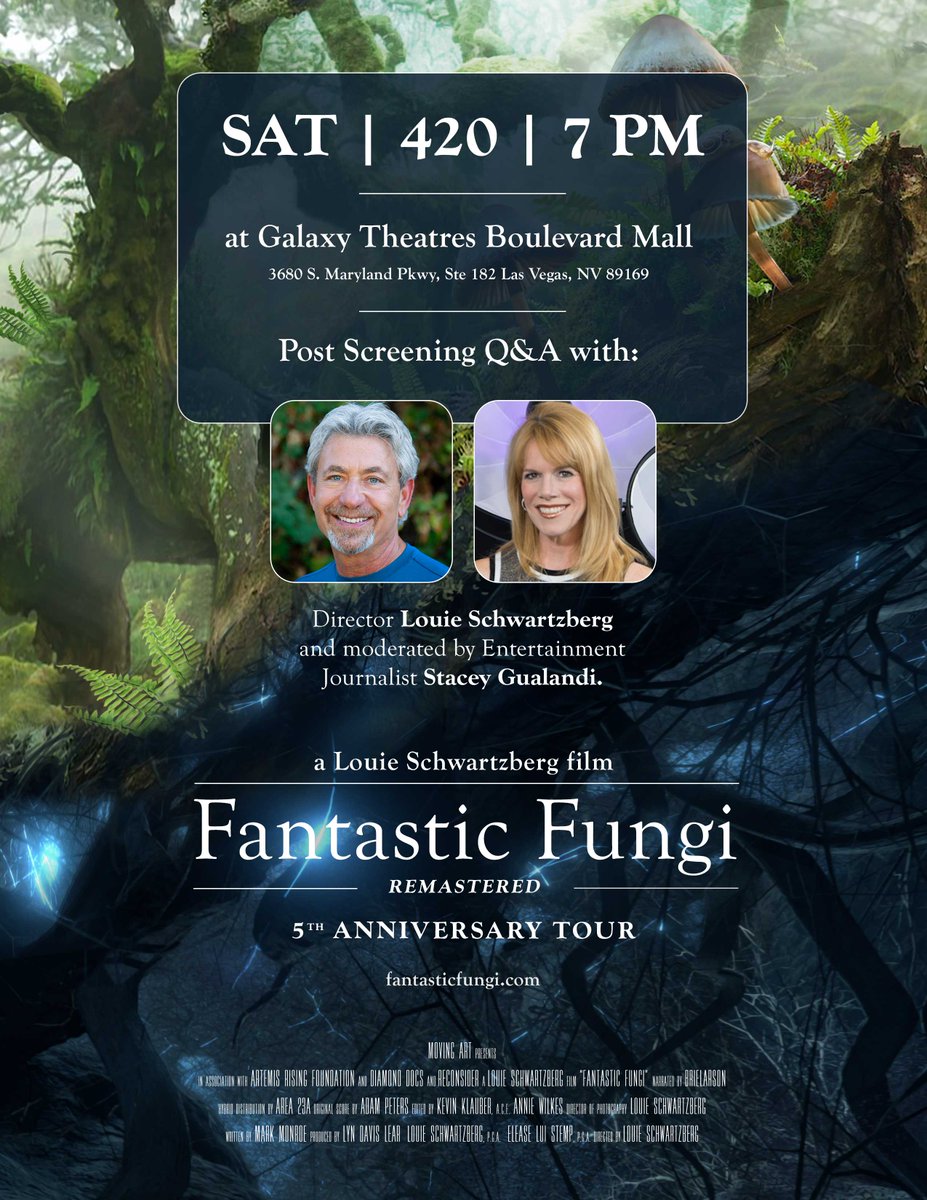 Join me Las Vegas on 4/20 for a special screening of Fantastic Fungi Remastered! Not in Vegas? The #FantasticFungiTour has 50+ theatres across the country screening the film on 4/20 and Earth Day! For tickets and showtimes visit FantasticFungi.com