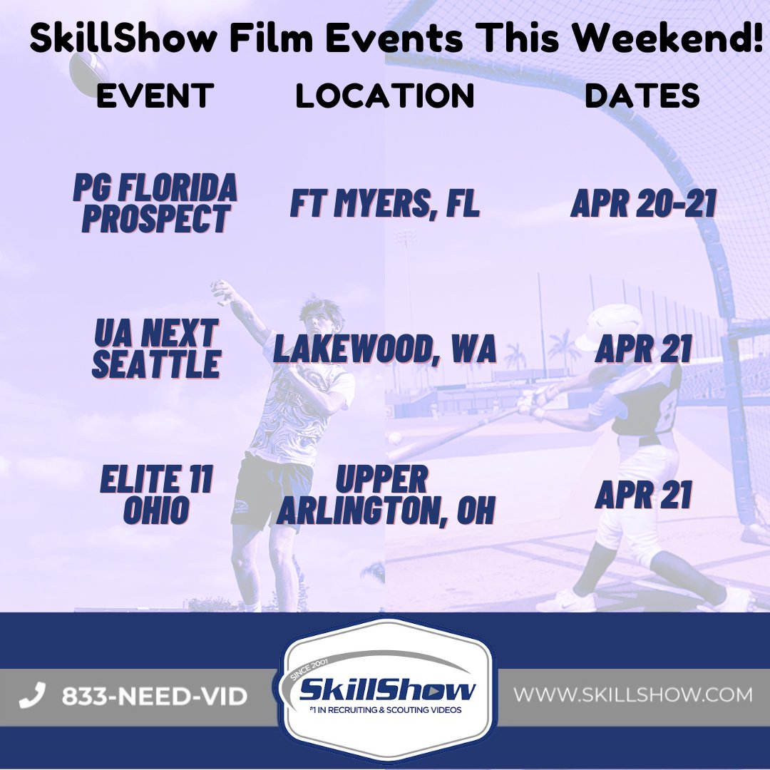 Skills are on display all across the country this weekend, and SkillShow will be there to capture it all! Thank you to our partners: 🤝 @perfectgameusa @uanextfootball @elite11 #ShowYourSkills #film #event #football #baseball #skillshow #skills