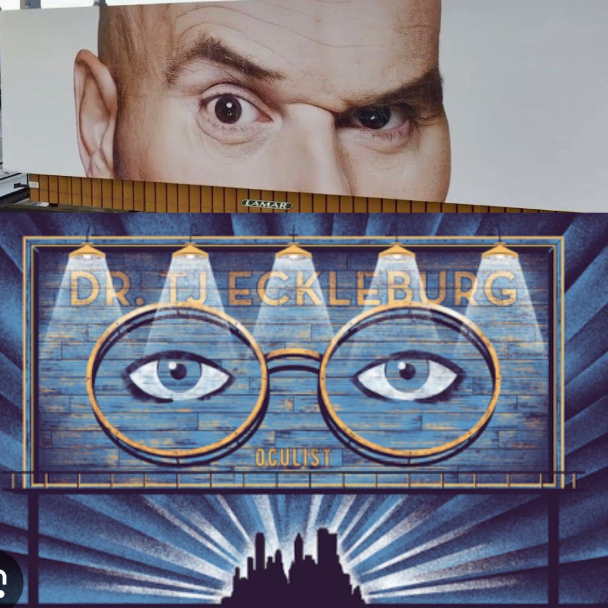 AutumnVail's tweet photo. What if we kissed under Cleveland’s symbolic Gatsby billboard of omnipotent judgment… https://t.co/i9TlRIkVMc