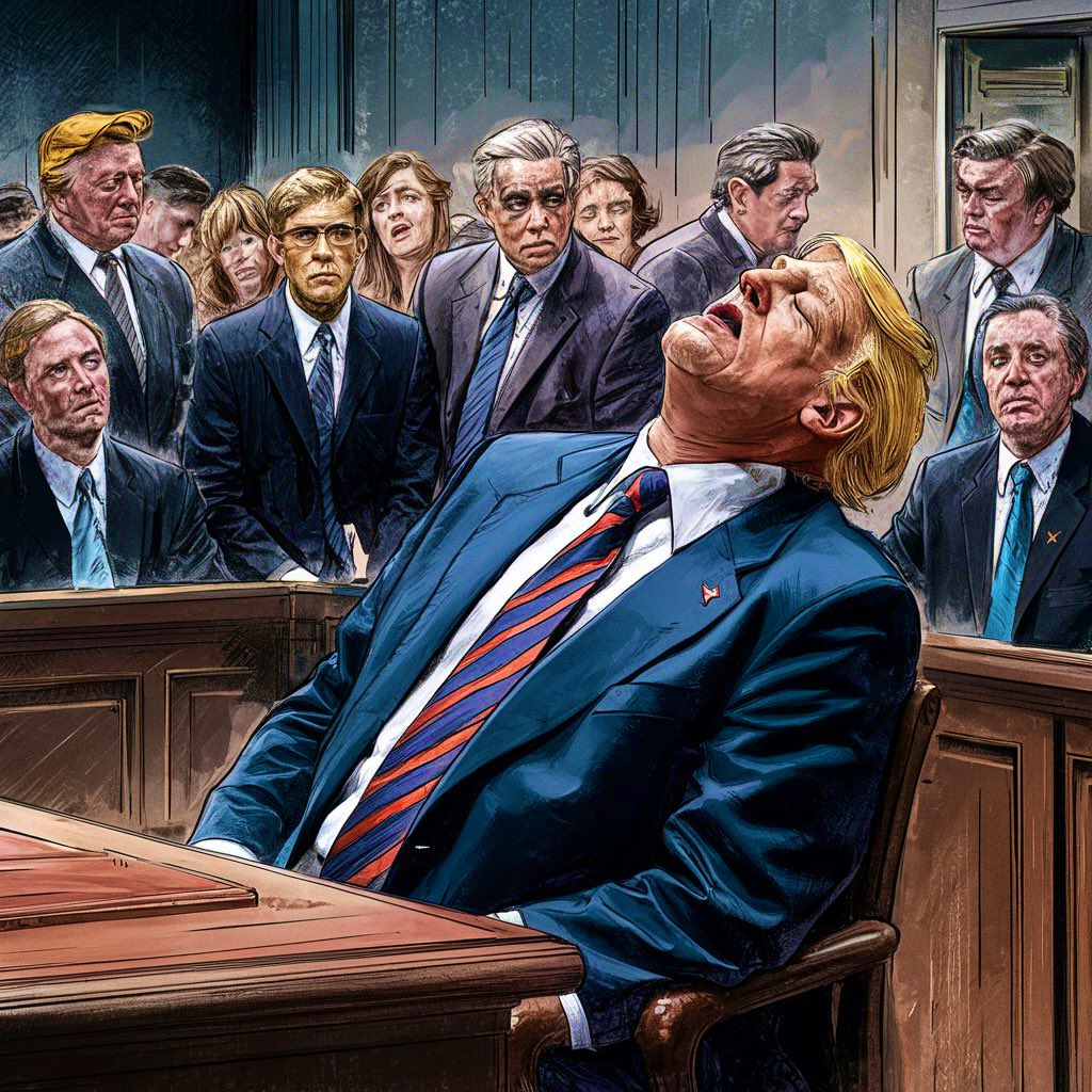 #TrumpTrials His mouth has gotten him into trouble so many times that they've sedated so he'll keep quiet. This is the side effect from keeping Little Donald quiet.