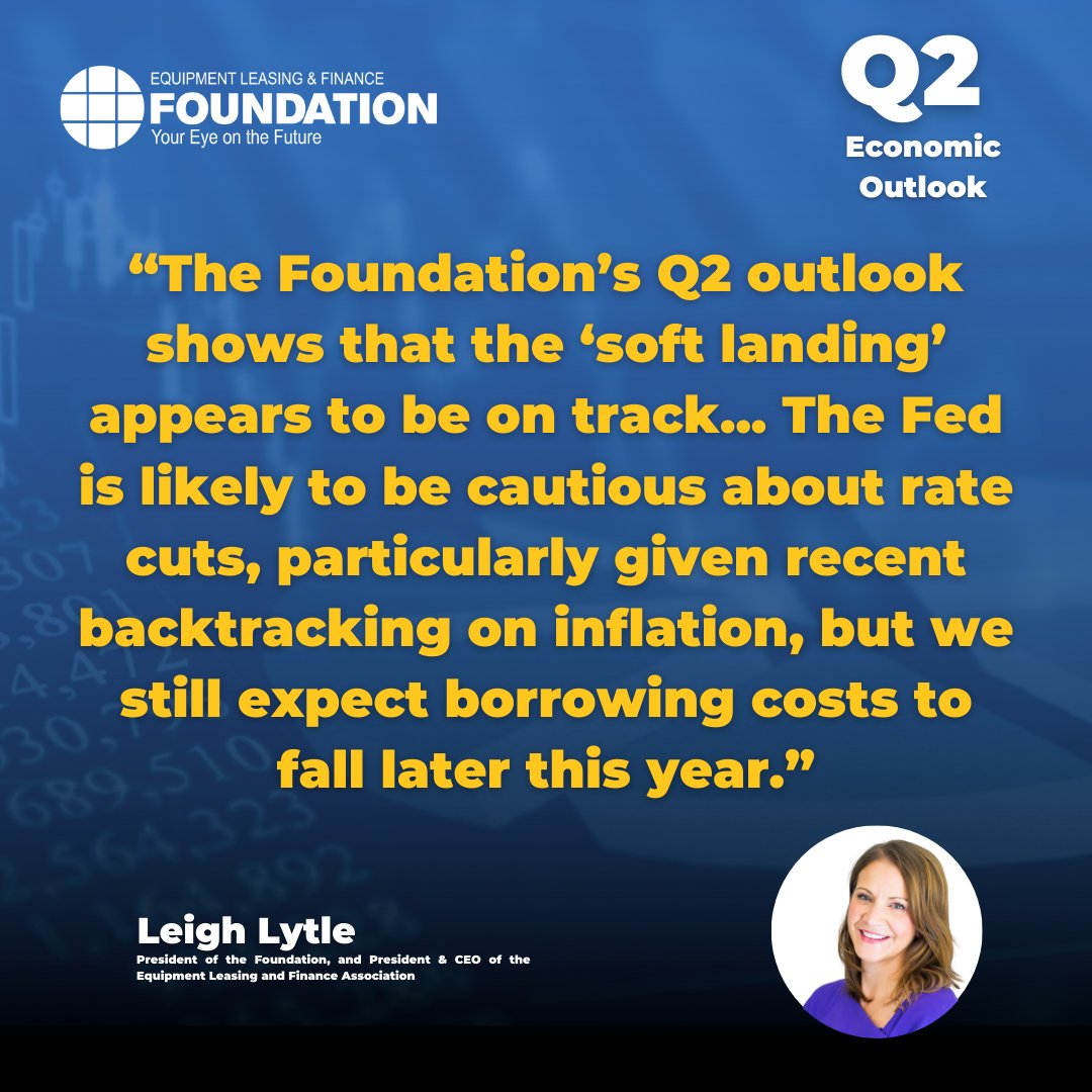 Foundation president and @ELFAOnline president & CEO @leighlytle offers insights on the Foundation's 2024 Equipment Leasing & Finance U.S. Economic Outlook Q2 update. Download the free report bit.ly/ELFFEO #equipmentfinance #equipment #research