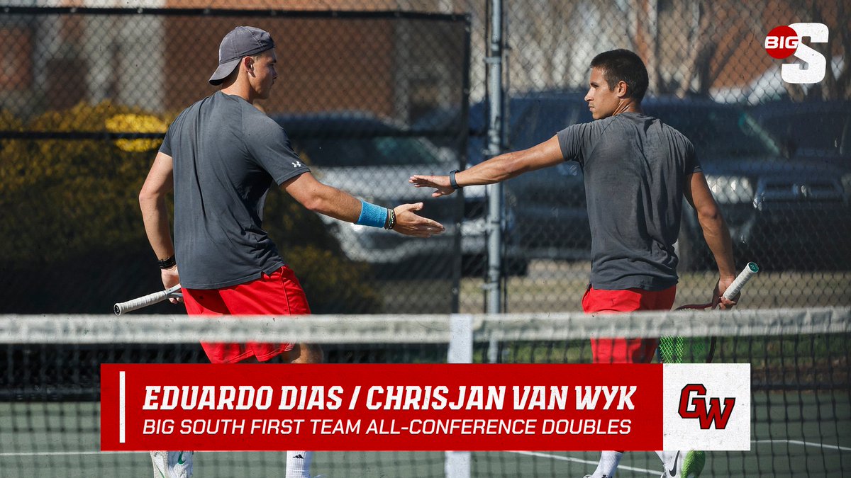 Eduardo Dias and Chrisjan Van Wyk have been named Big South First Team All-Conference Doubles‼️

#BornToRun🐾 #SkoDawgs🦴